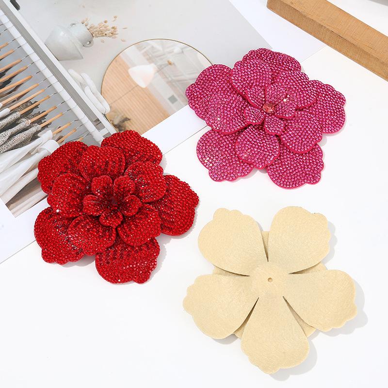 Craft Embellishments - 1pc Three-dimensional Camellia Rhinestone Flower Patches