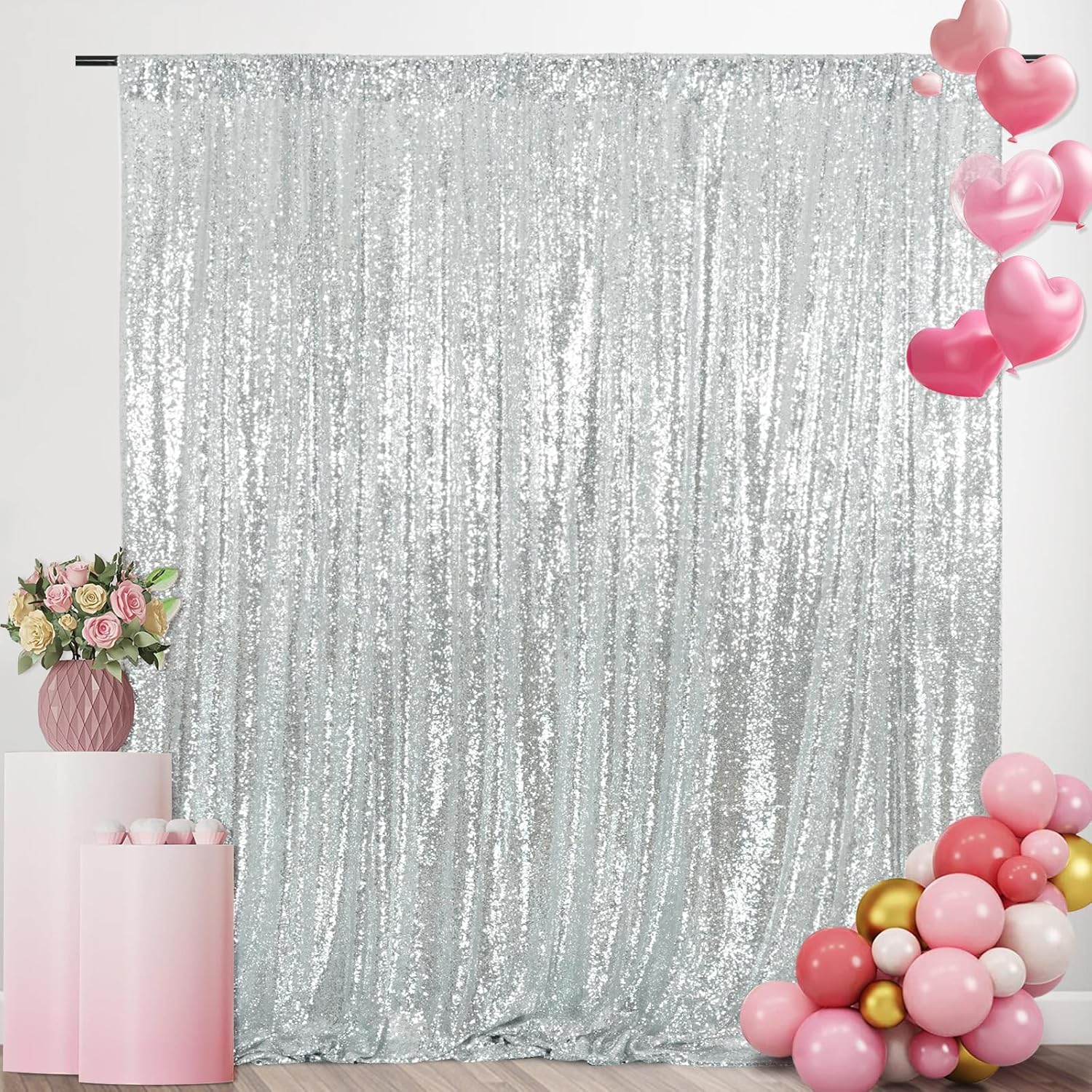 Silver Sequin Backdrop Curtain - огляд і ціна Sequin Fabric Panel