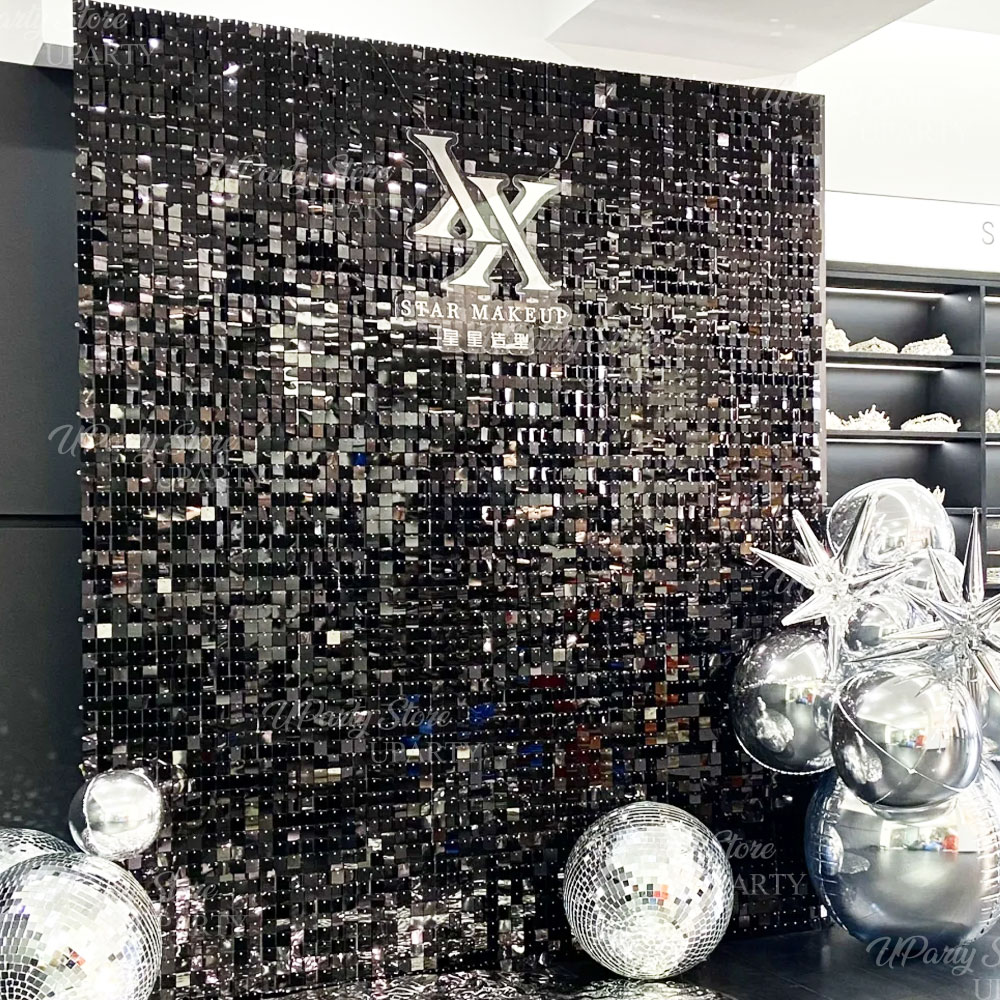 Black Shimmer Wall Backdrop 12 - огляд і ціна Sequin Fabric Panel