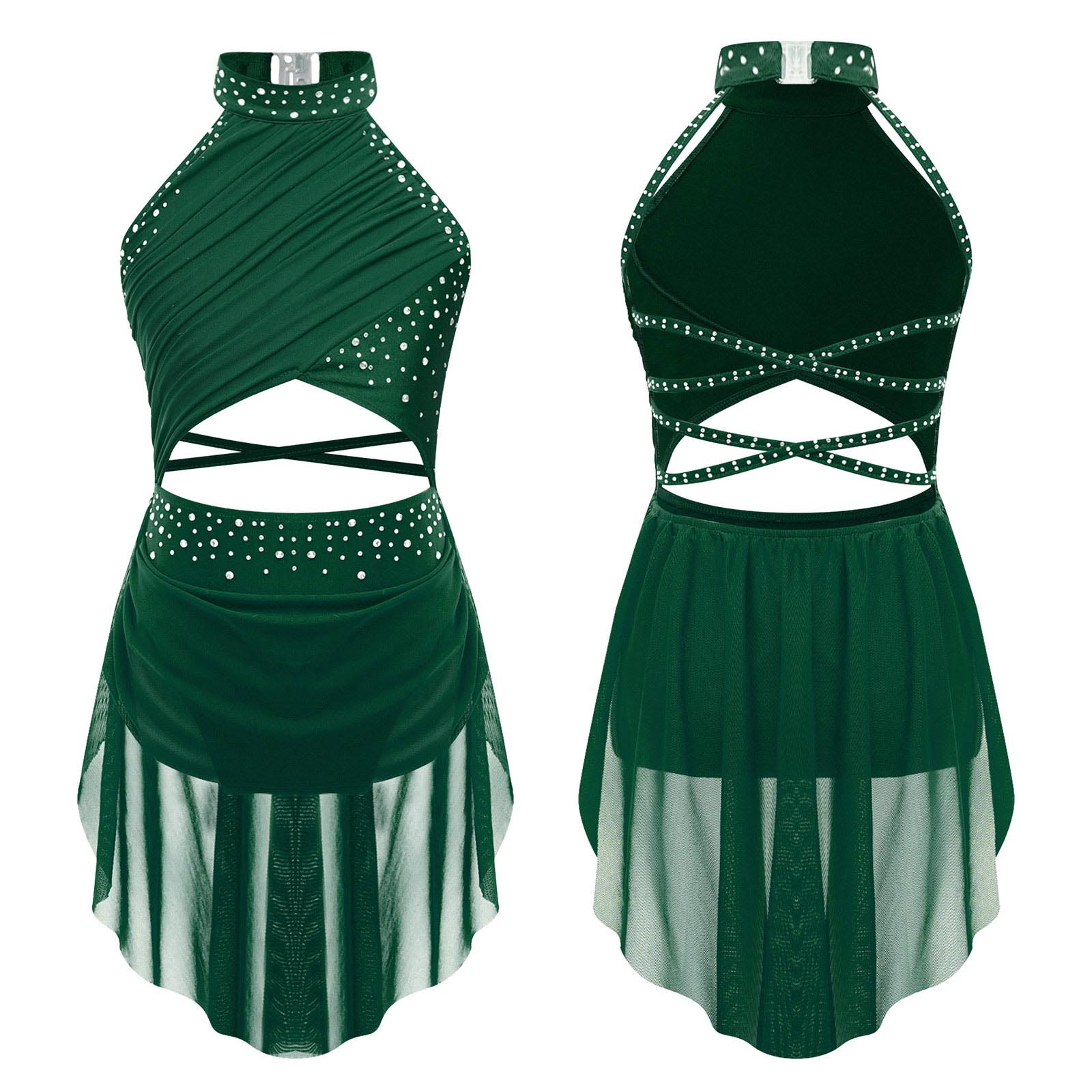 Girls Lyrical Dance Dress Rhin - огляд і ціна Rhinestone Banding Trim