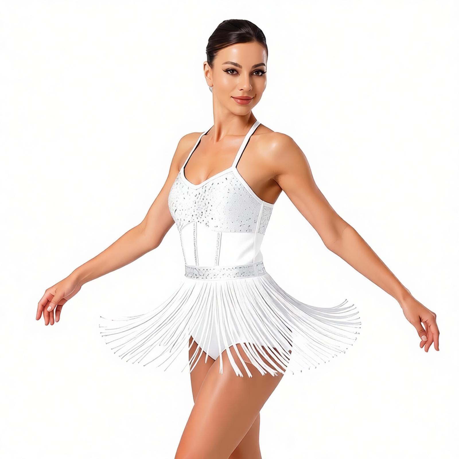 Women Tassel Latin Dance Leota - огляд і ціна Rhinestone Banding Trim